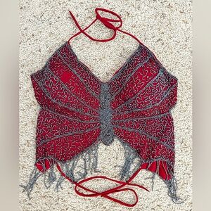 Hand Beaded Tie Up Top